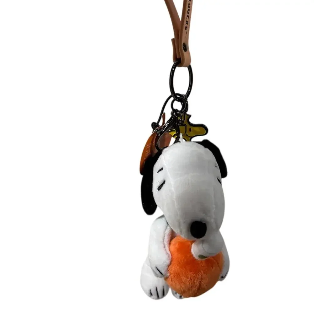 2026 Starbucks x Peanuts Snoopy Woodstock Plush Bag Charm Keychain Pumpkin